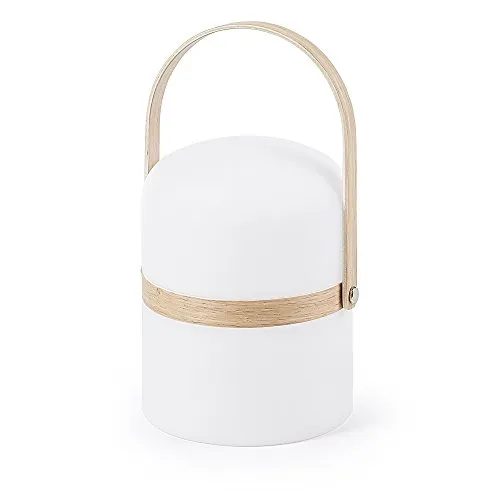 Kave Home Ridley Tischleuchte LED Weiß mit Holzgriff