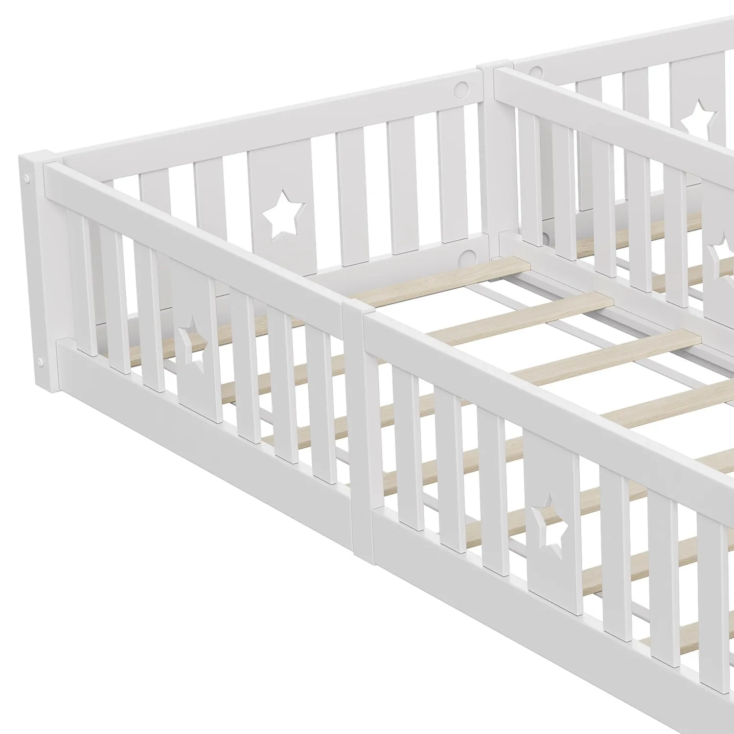 In And OutdoorMatch Kinder-Bodenbett Holz Rausfallschutz