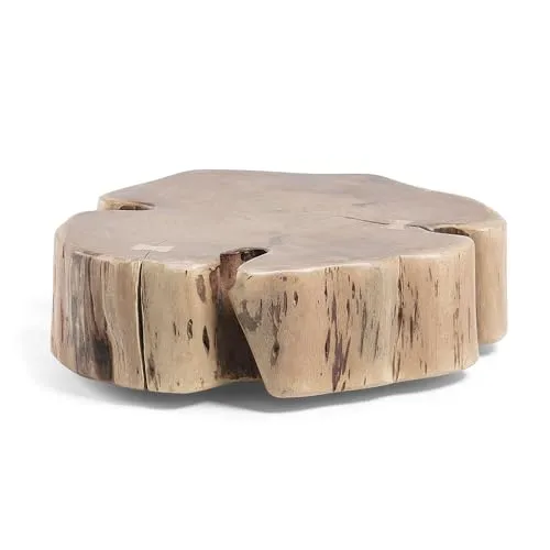 Kave Home Essi Couchtisch mit Rollen Ø 65 cm Akazienholz