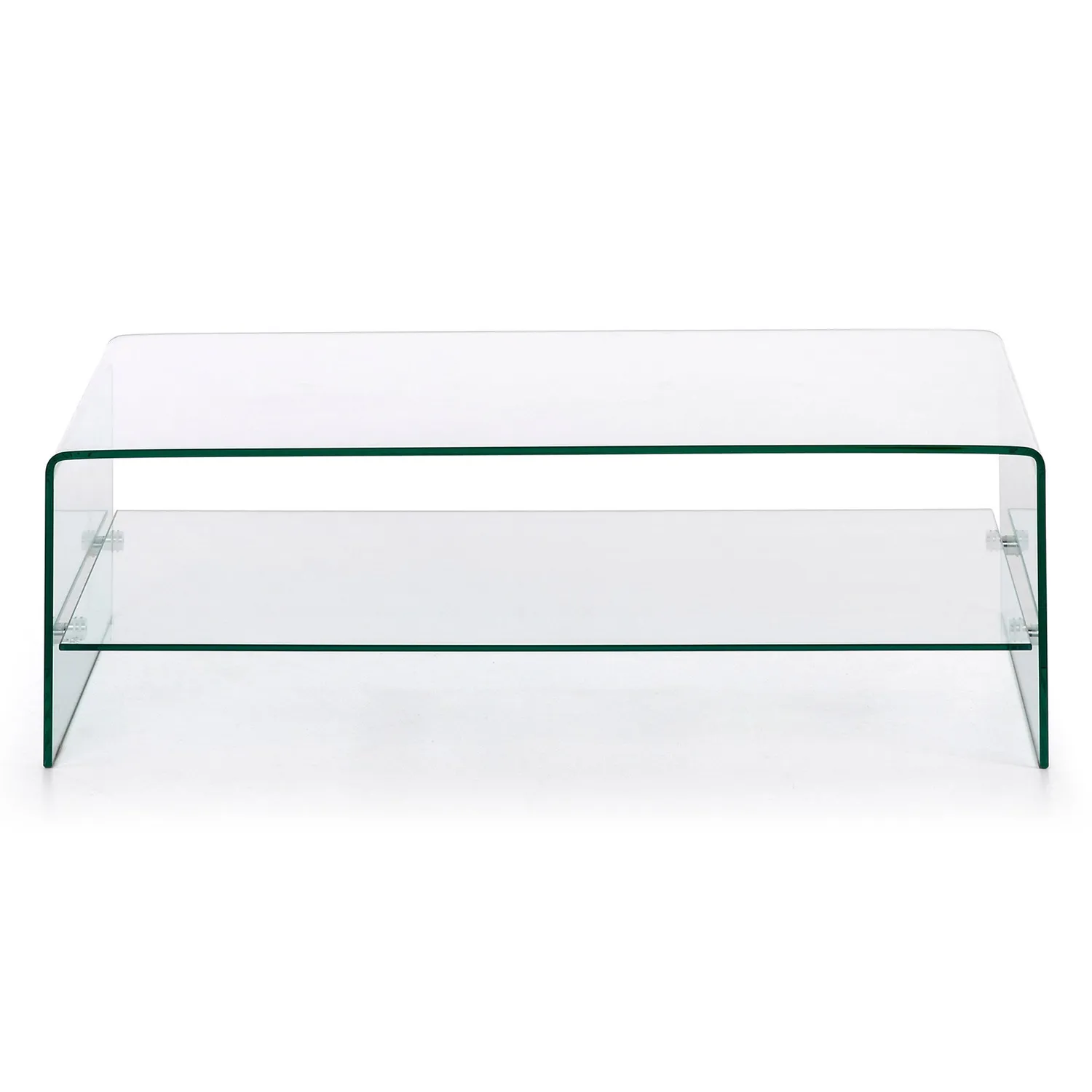 Kave Home Burano Couchtisch 110 x 55 cm aus Hartglas mit Ablage