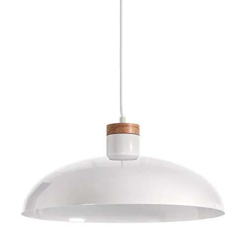 Kave Home Gotram Pendelleuchte weiß Holz Stahl E27 38 cm
