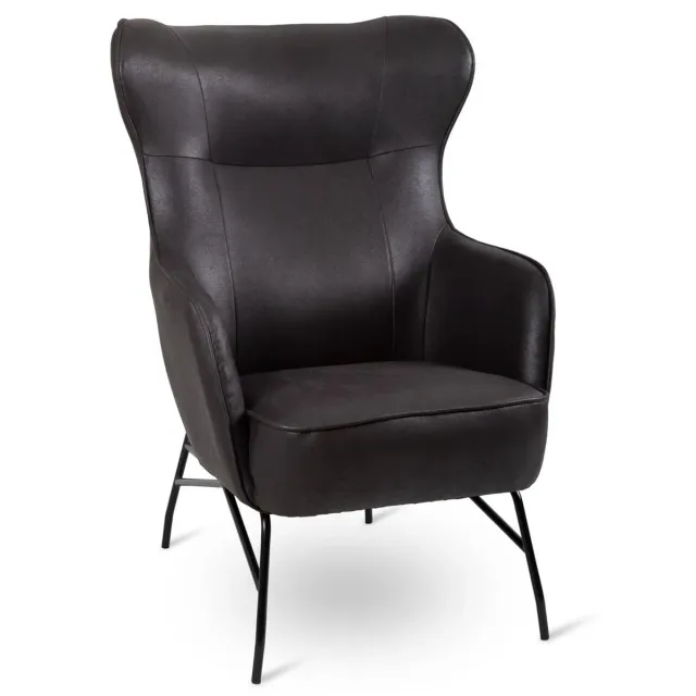 HOWHOMELY Hada Ohrensessel Schwarz Kunstleder