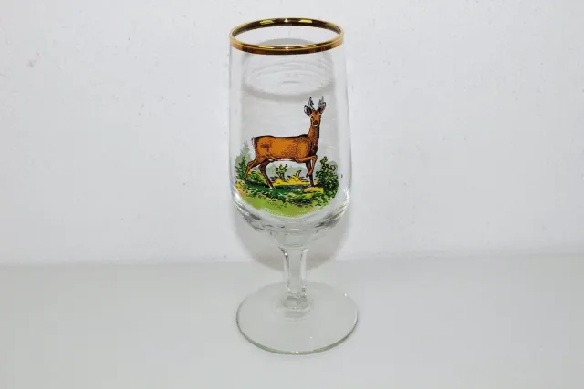 Mon Ami(e) Vintage Handbemaltes Glas mit Jagdmotiv Reh 0,2 l
