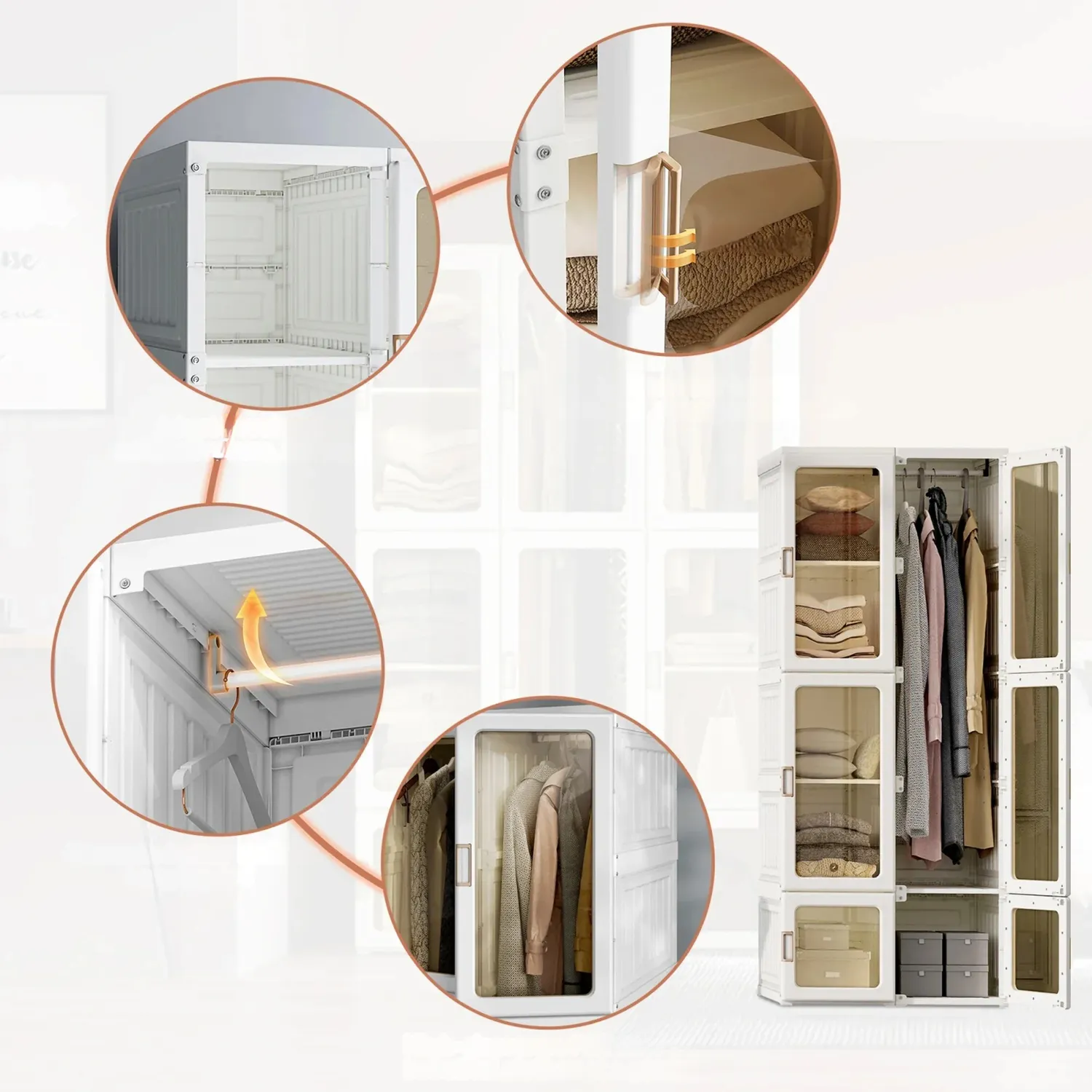 In And OutdoorMatch Faltschrank Weiß 69x50x170 cm 6 Türen