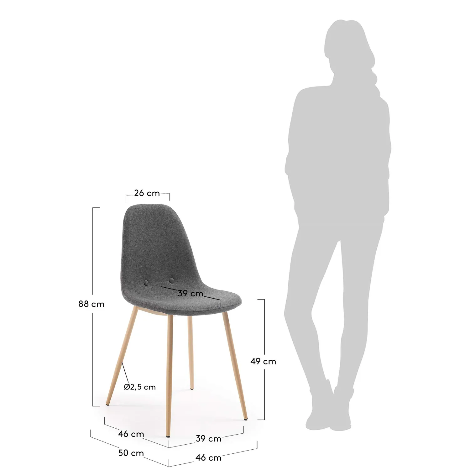 Kave Home Yaren Esszimmerstuhl Stoff