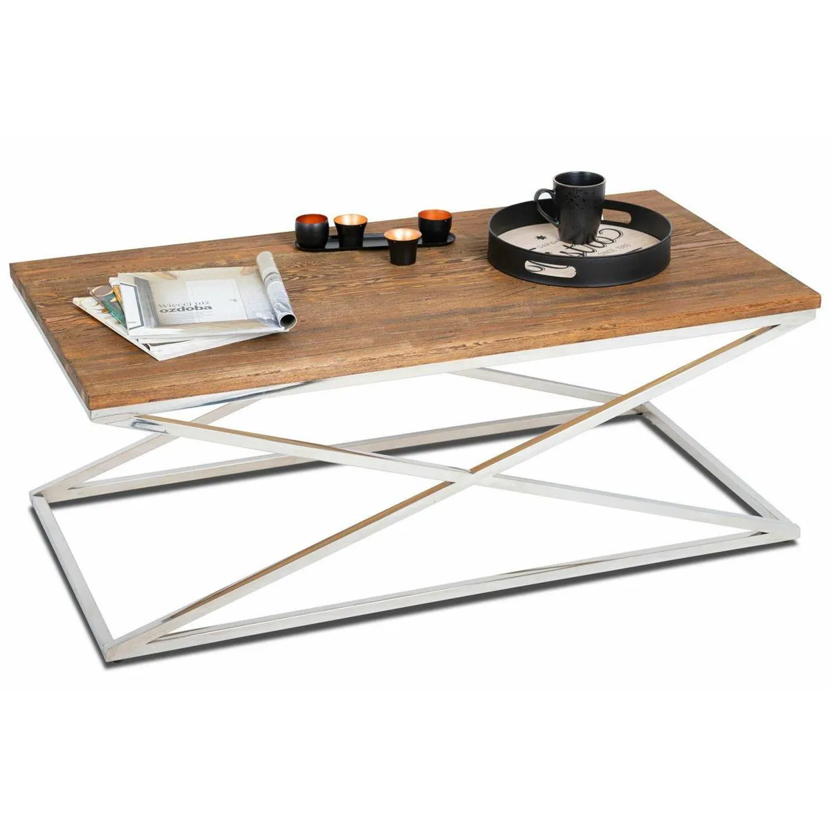 HOWHOMELY Saliba Beistelltisch Glas Edelstahl
