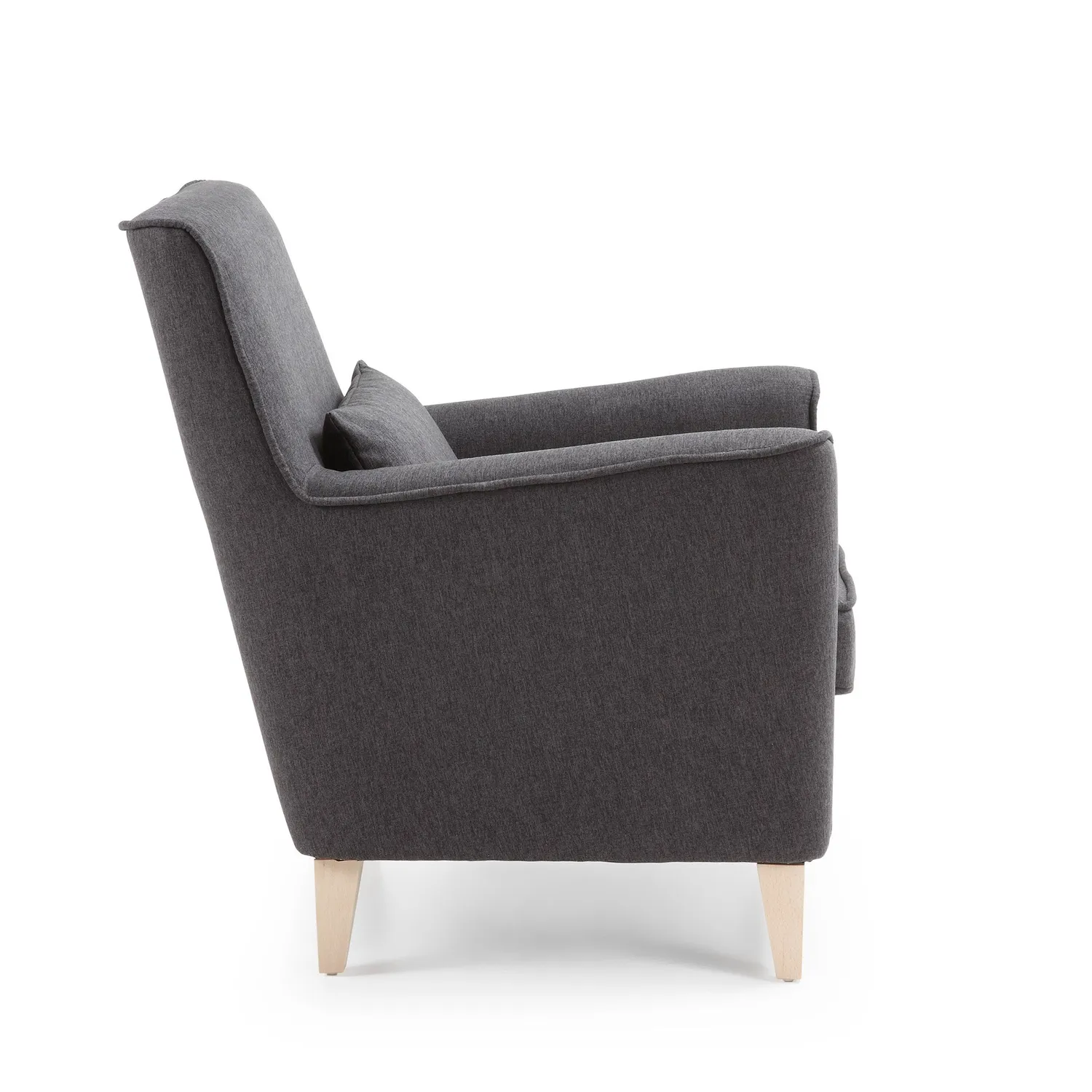 Kave Home Varese Sessel grau mit Kissen fleckenabweisend