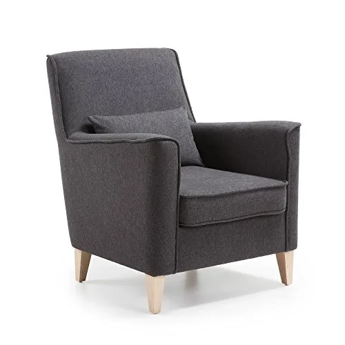 Kave Home Varese Sessel grau mit Kissen fleckenabweisend
