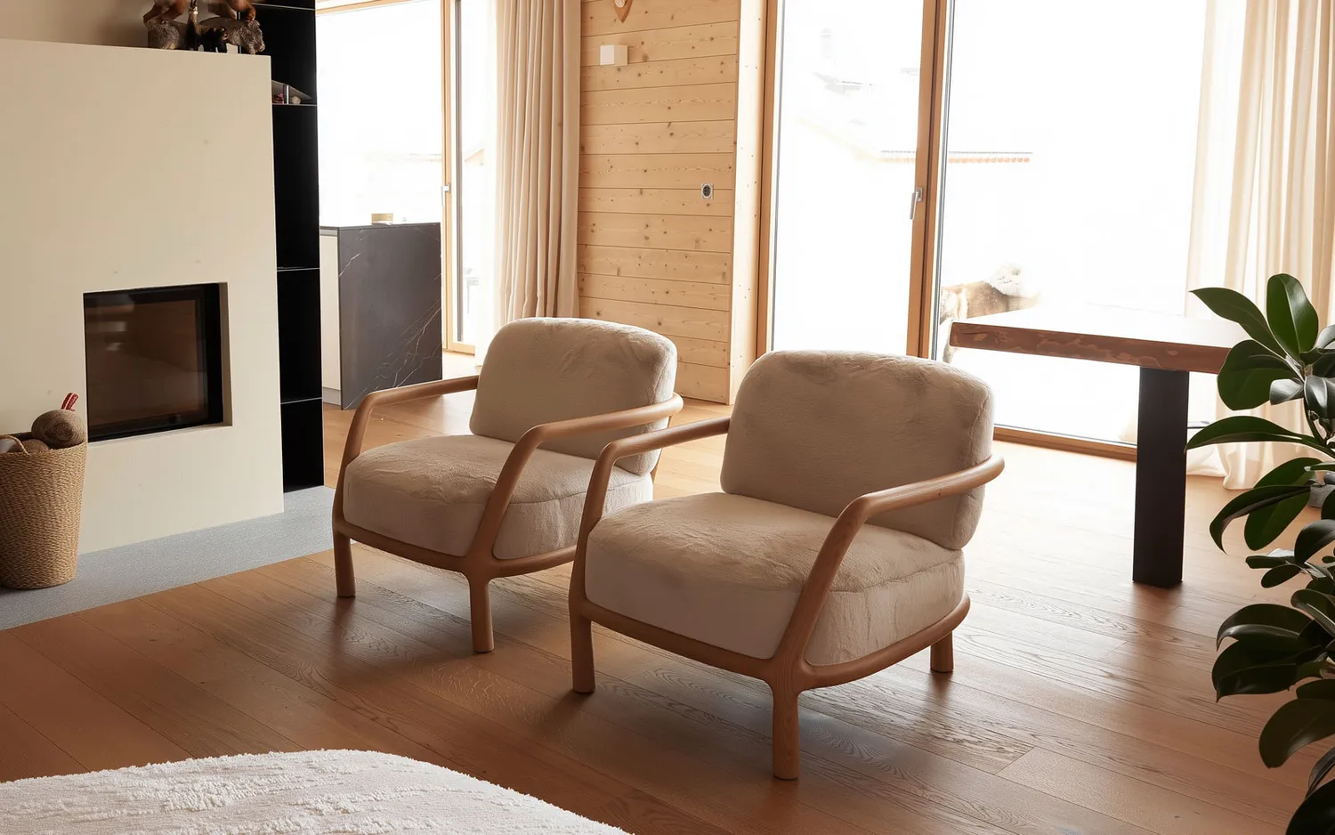 alpina design Abbraccio Alpino Sessel Holz Stoff