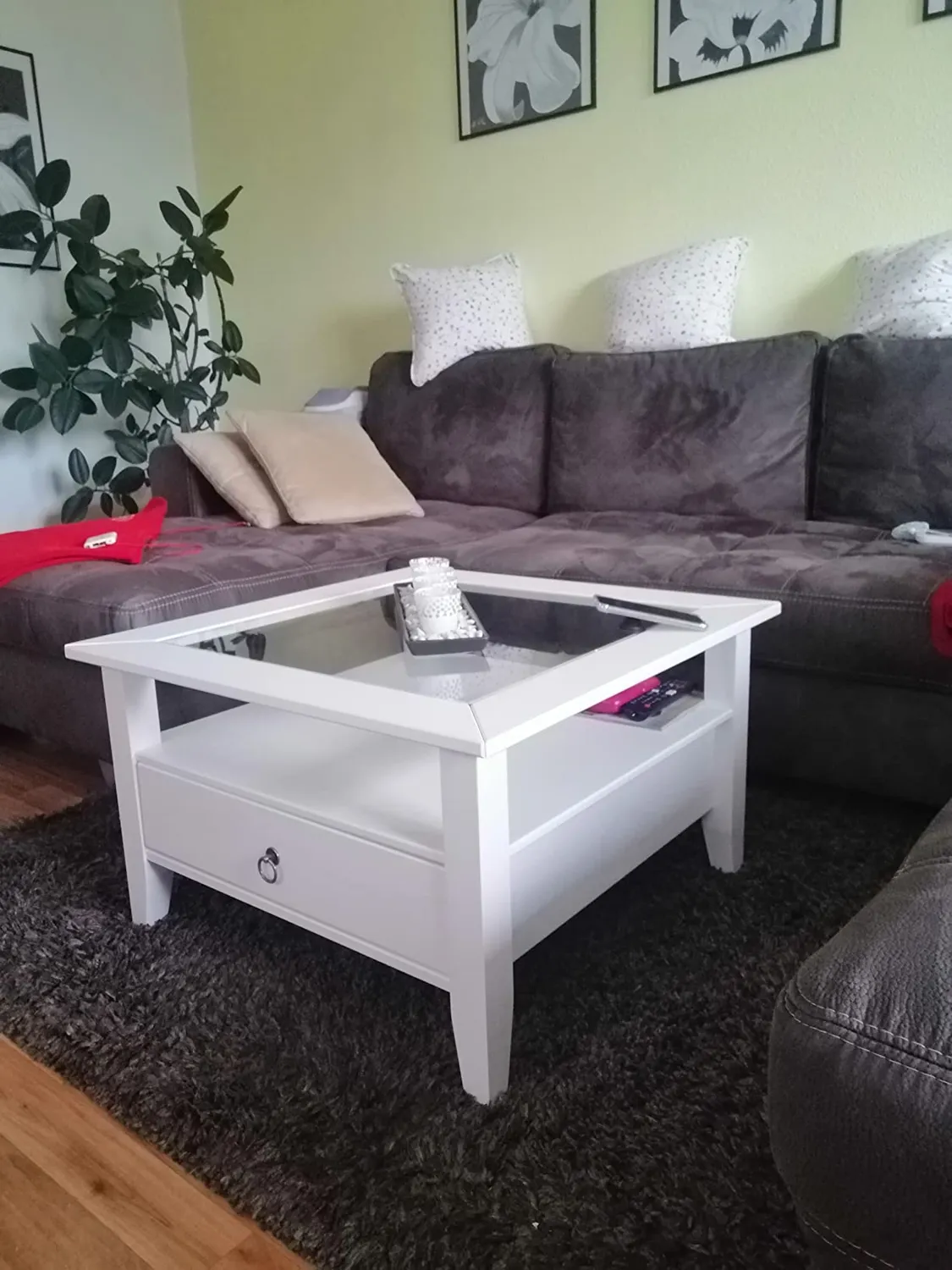 Inter Link Provence 7 Couchtisch Glas mit Schubladen