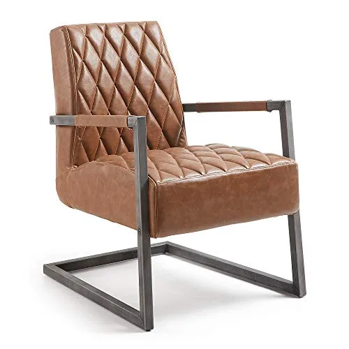 Kave Home Trans Sessel braun Kunstleder Stahl