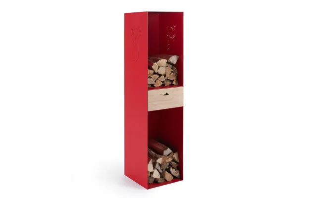 alpina design Catasta Brennholzregal Rot Holz