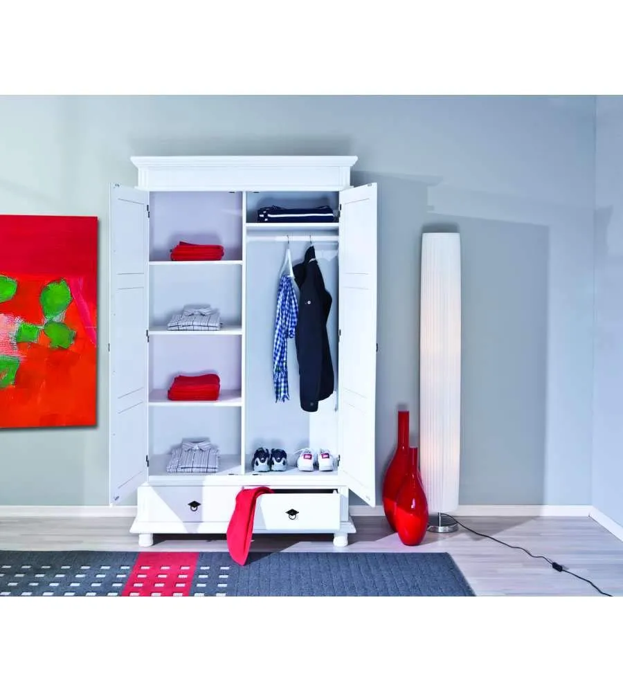 Inter Link Danz Kleiderschrank weiss 116 cm Kiefer massiv