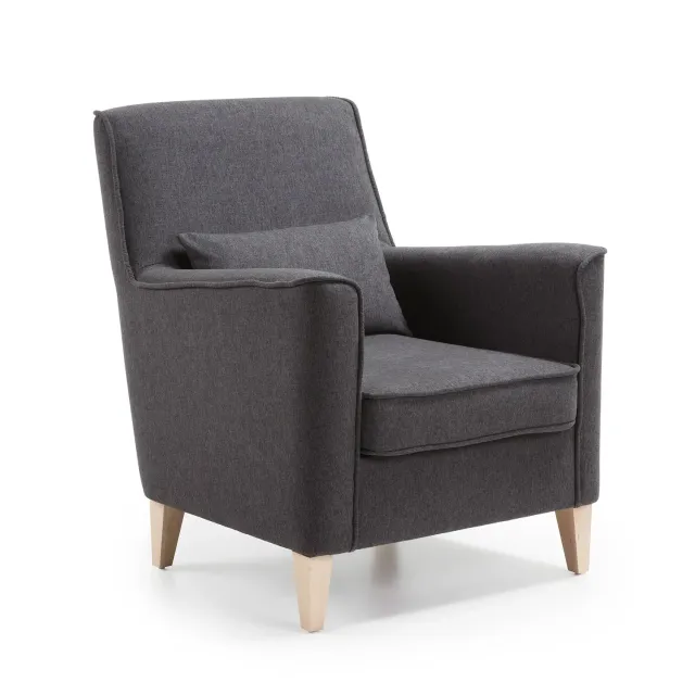 Kave Home Varese Sessel grau mit Kissen fleckenabweisend
