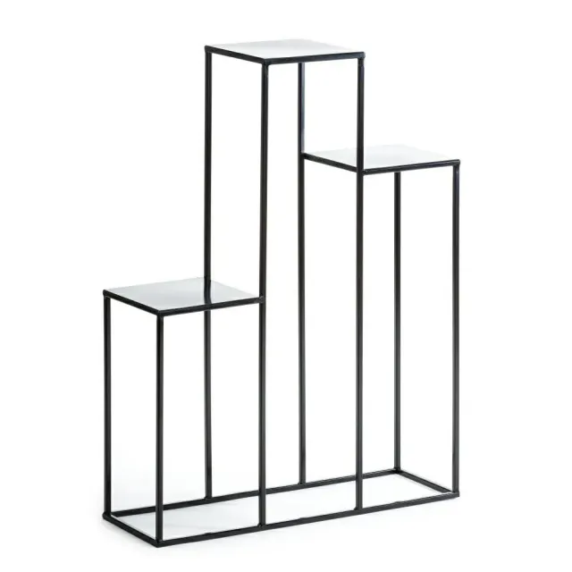 HOWHOMELY Podium Blumentisch 80 cm Schwarz Metall