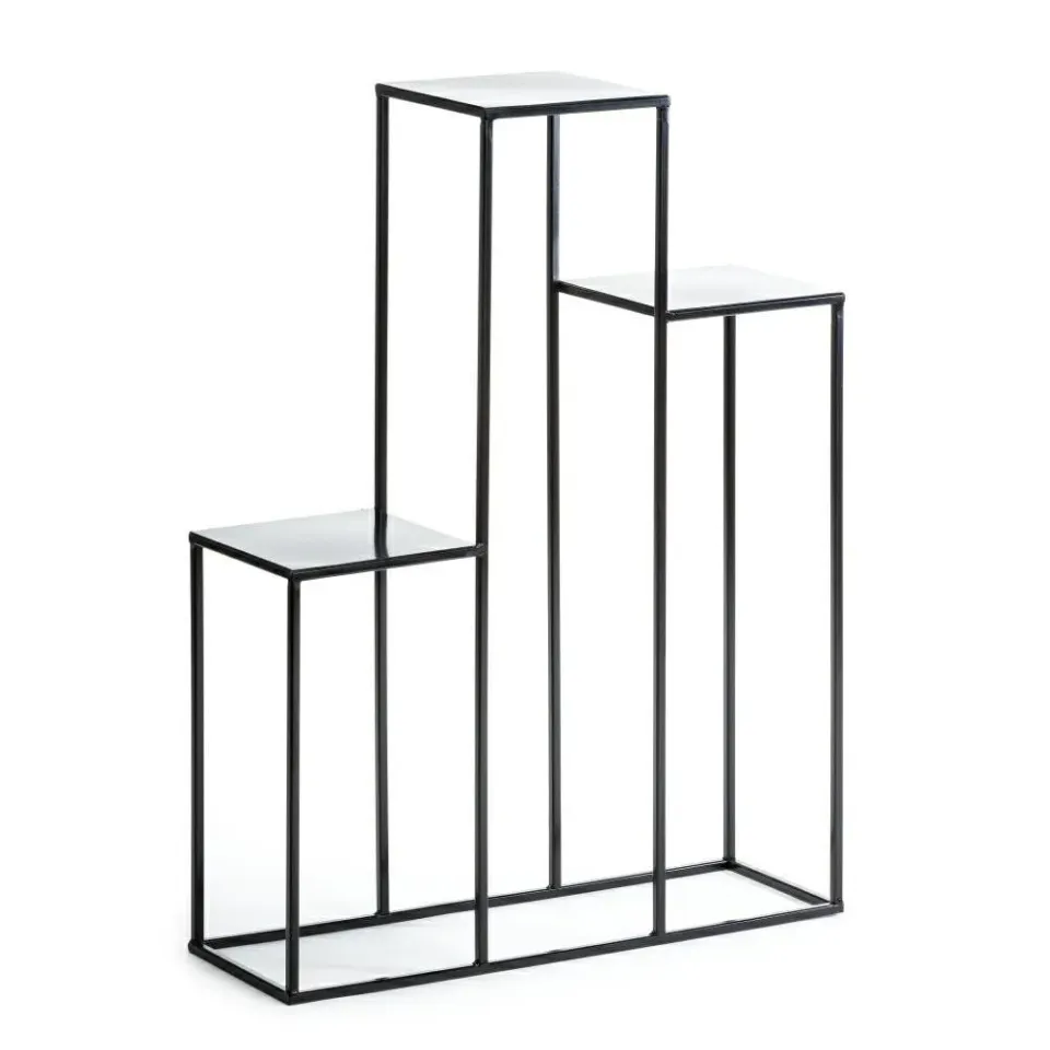 HOWHOMELY Podium Blumentisch 80 cm Schwarz Metall