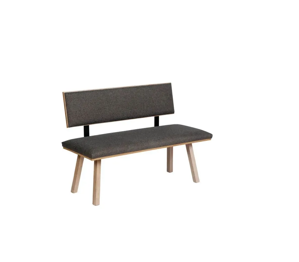 Kundler Home Die Klassische Sitzbank 125 cm Grau mit Lehne