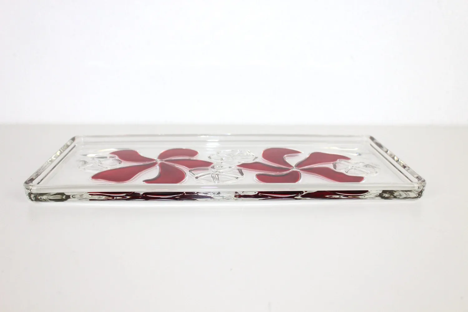 Mon Ami(e) Vintage Kuchenplatte Glas rotes Blütenmuster