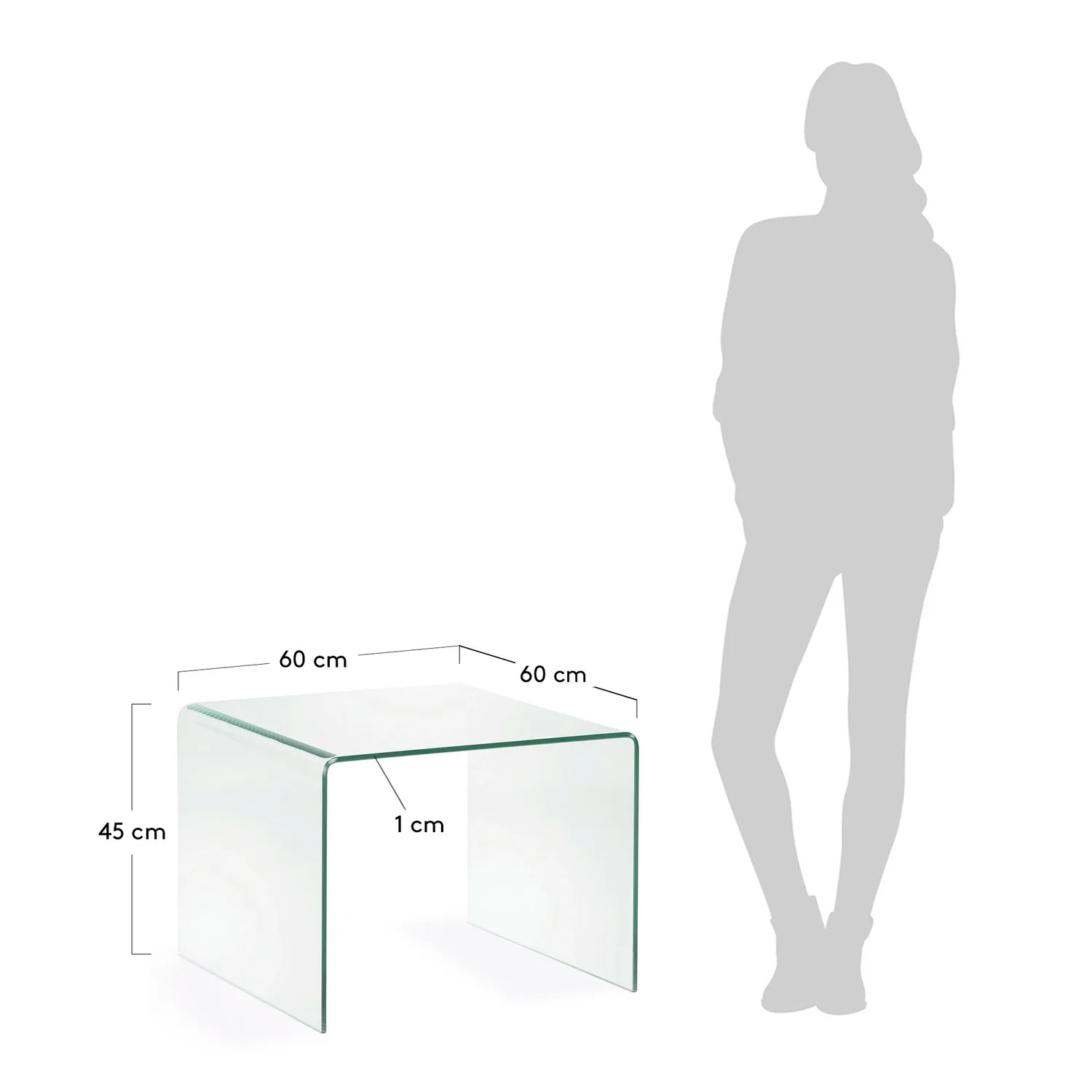 Kave Home Burano Beistelltisch 60 × 60 cm gehärtetes Glas