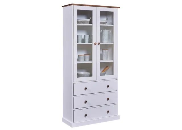 Inter Link Westerland 10 Vitrinenschrank 90 cm Weiß Kiefer