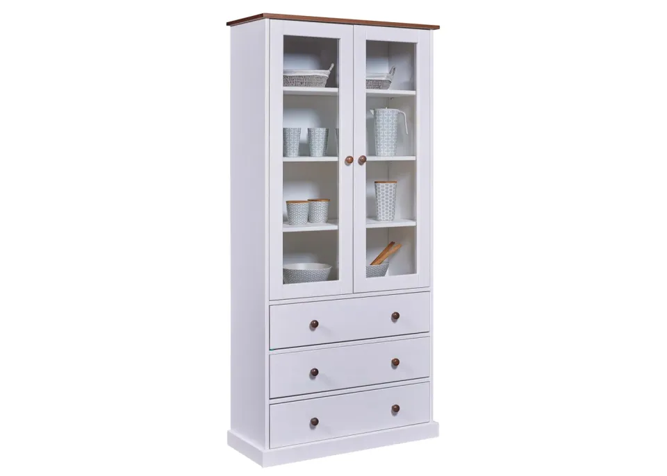 Inter Link Westerland 10 Vitrinenschrank 90 cm Weiß Kiefer