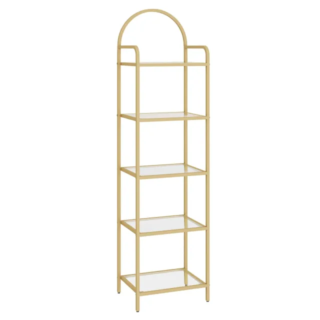 In And OutdoorMatch Bücherregal Glas 5 Böden Gold 155cm