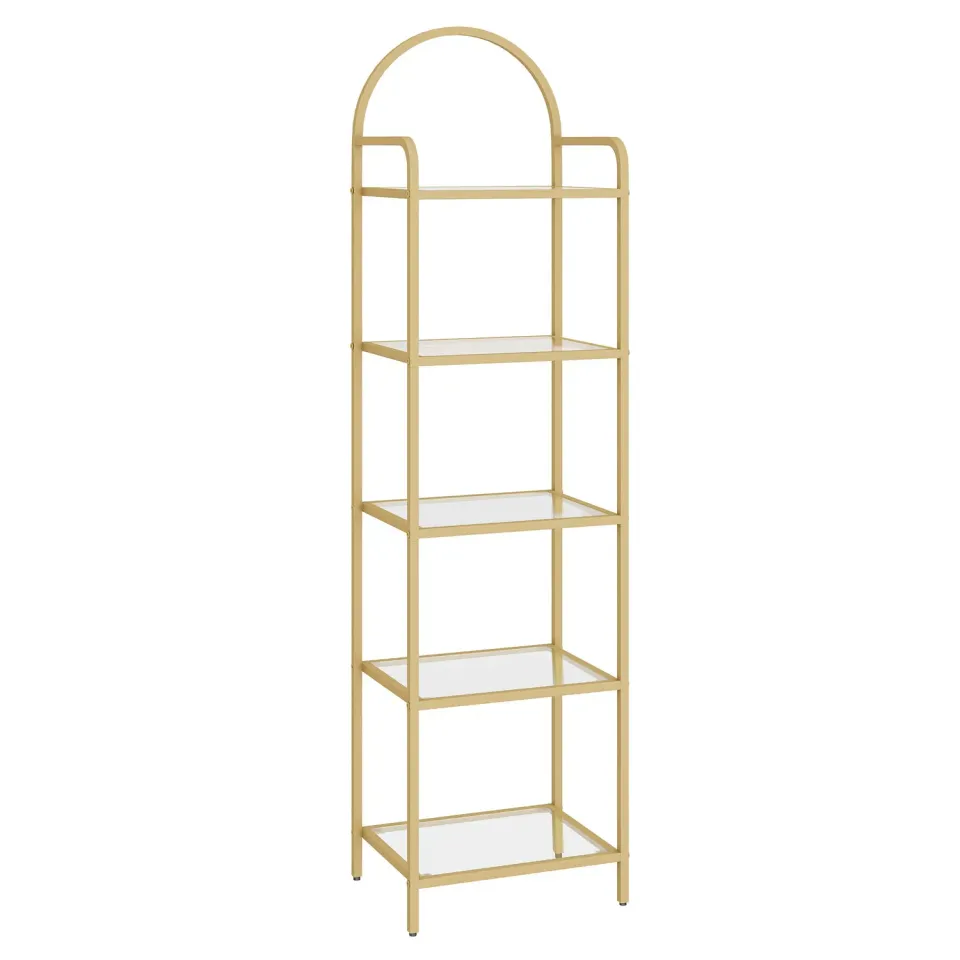 In And OutdoorMatch Bücherregal Glas 5 Böden Gold 155cm
