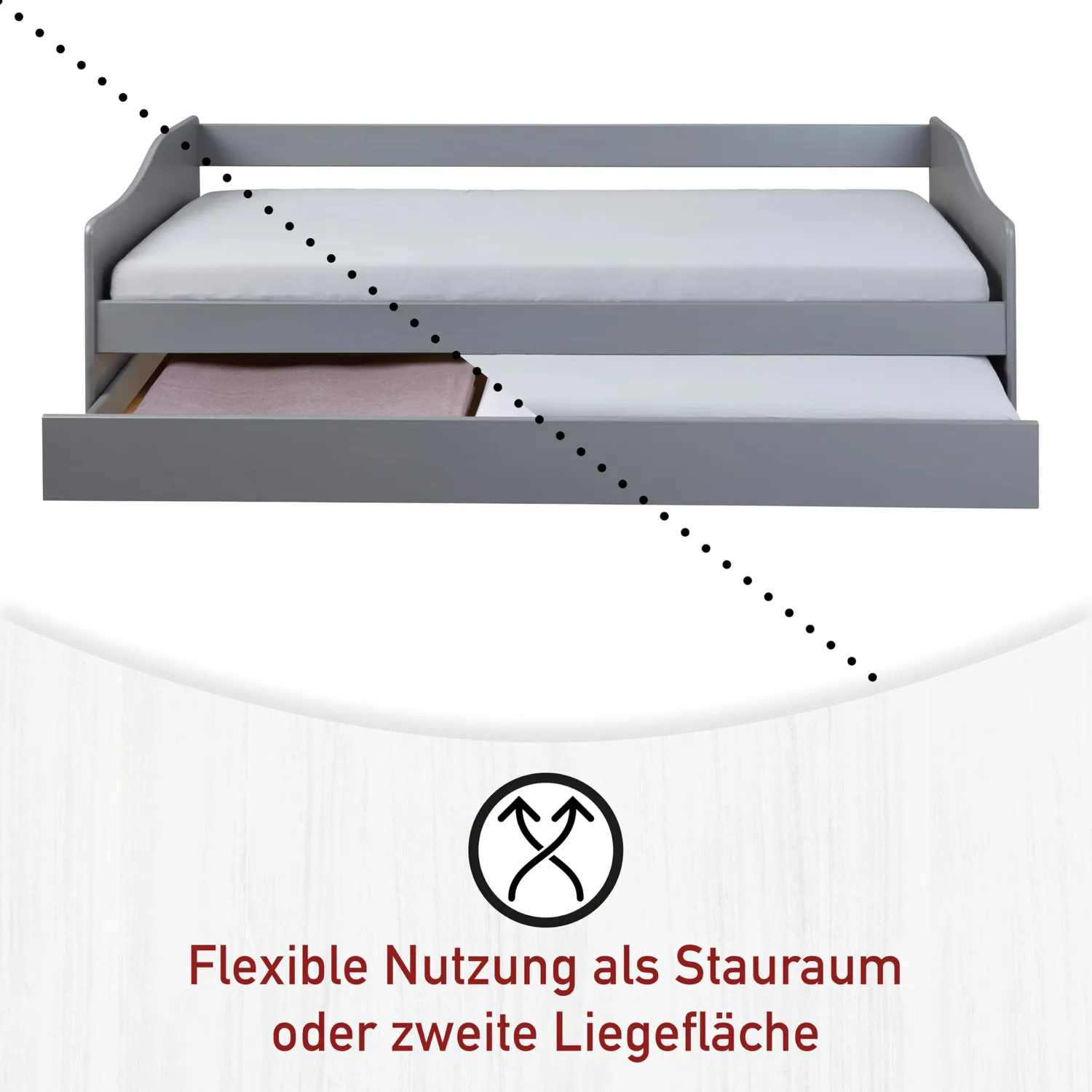 Inter Link Leonie 23 Funktionsbett 90x200 grau Holz