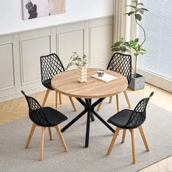 In And OutdoorMatch Esszimmerstühle Set Mesh Holzbeine Buche