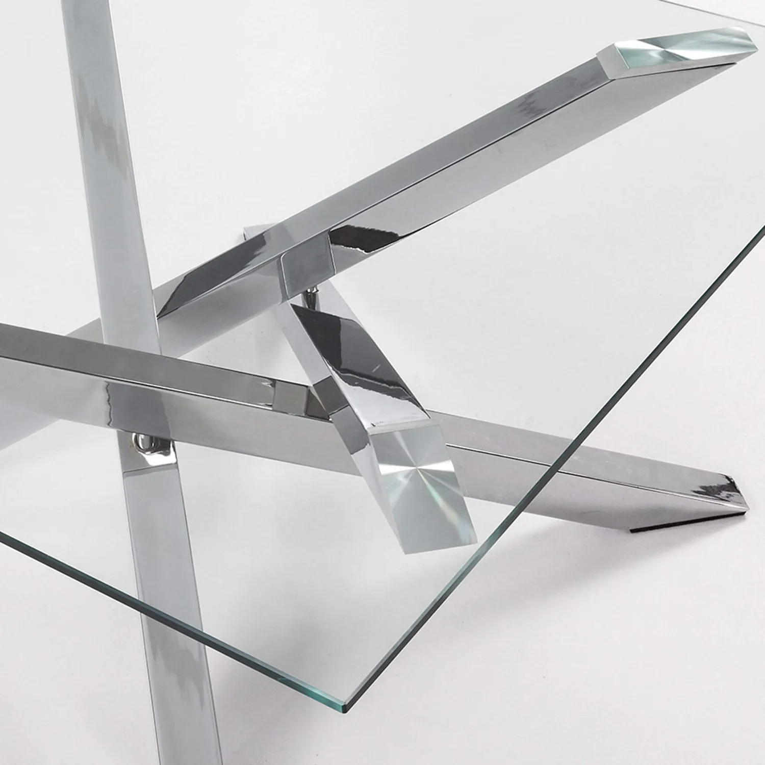 Kave Home Kamido Couchtisch 90 x 90 cm Hartglas Chromstahl