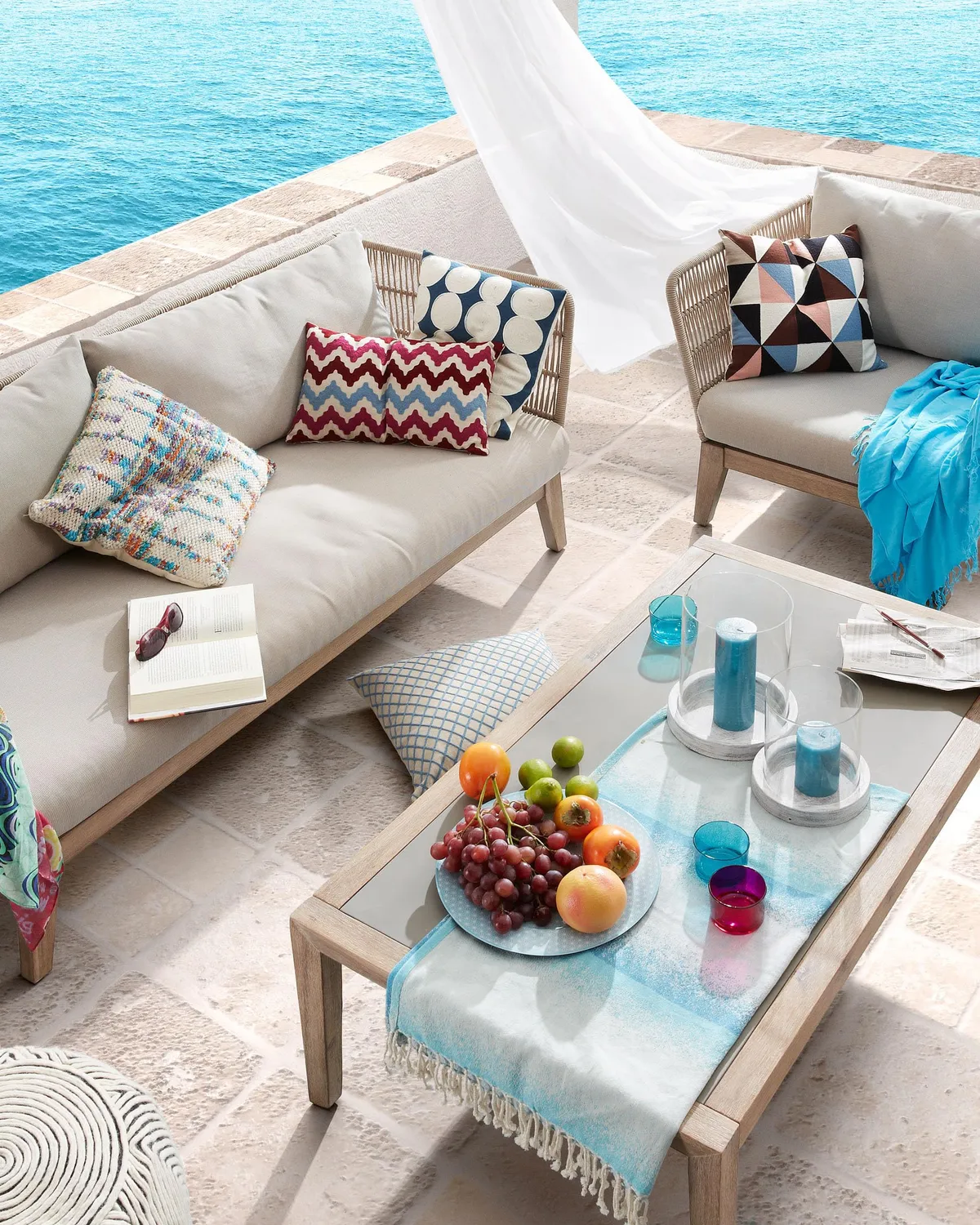 Kave Home Belleny 3-Sitzer Sofa beige Eukalyptus Outdoor