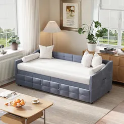 In And OutdoorMatch Schlafsofa Grau 90x200cm ausziehbar
