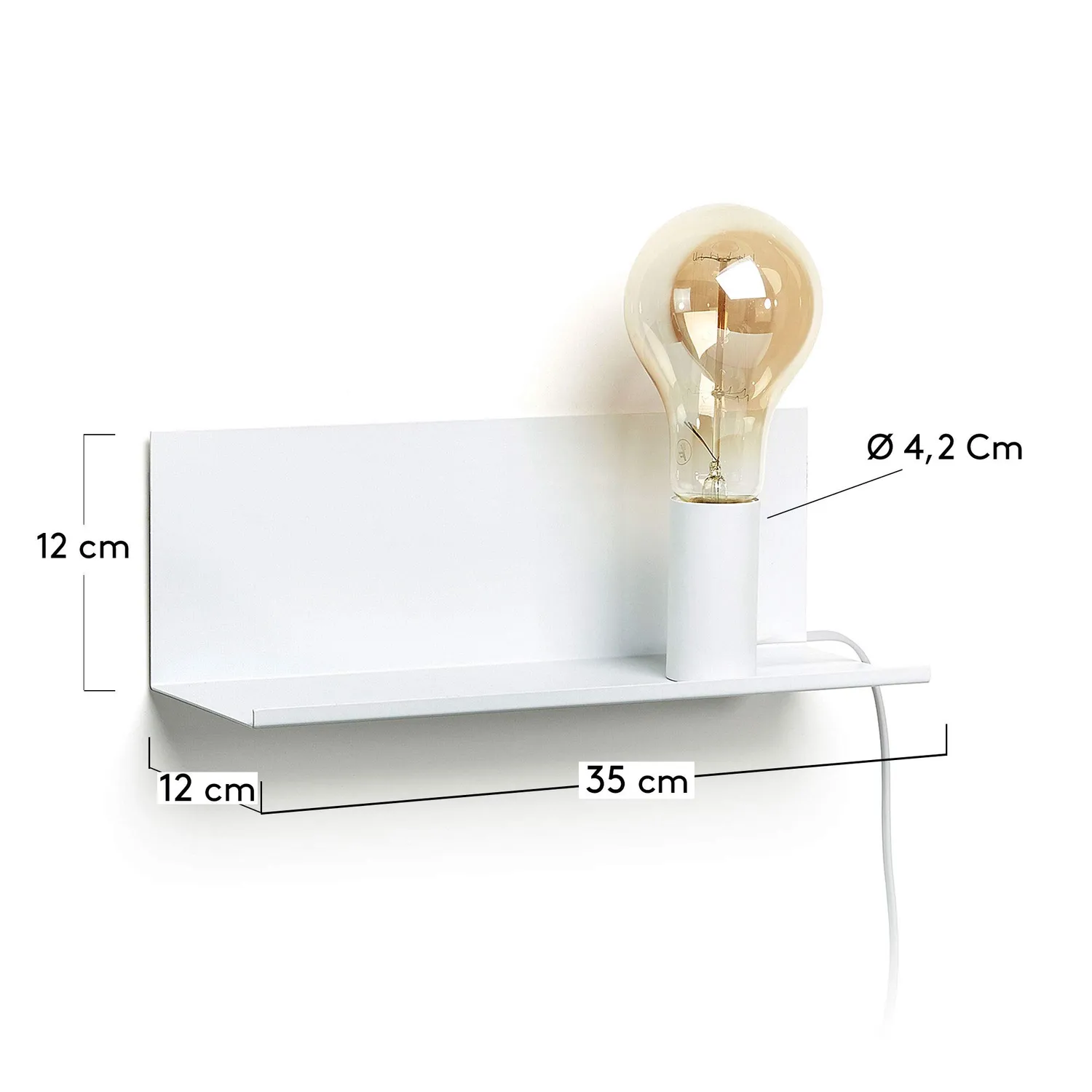 Kave Home Hannah Wandleuchte weiß mit Wandregal 35 cm