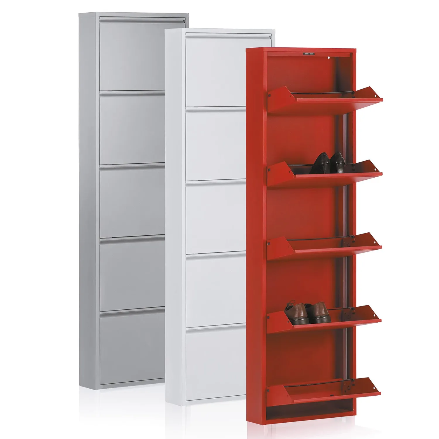 Kave Home Schuhschrank Boden 5 Türen Weiß Metall