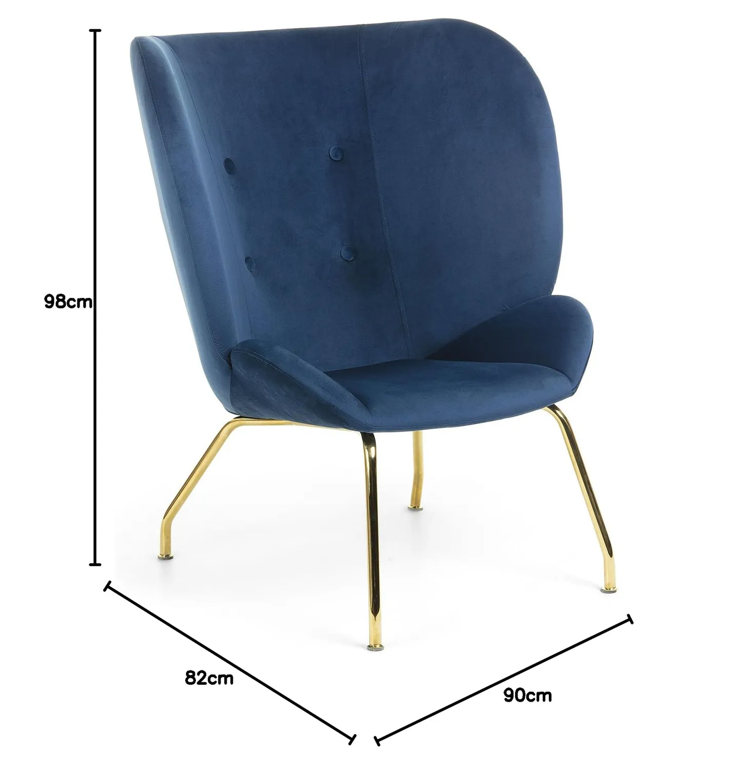 Kave Home Violet Sessel Blauer Samt Goldbeine