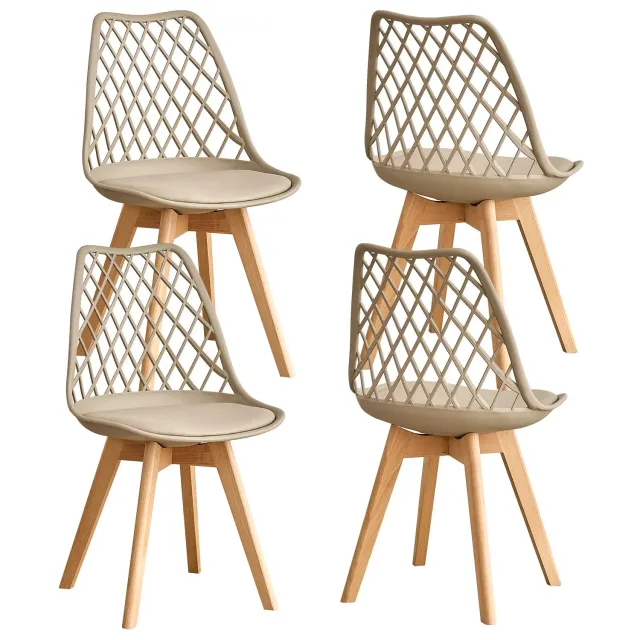 In And OutdoorMatch Esszimmerstühle Set Mesh Holzbeine Buche