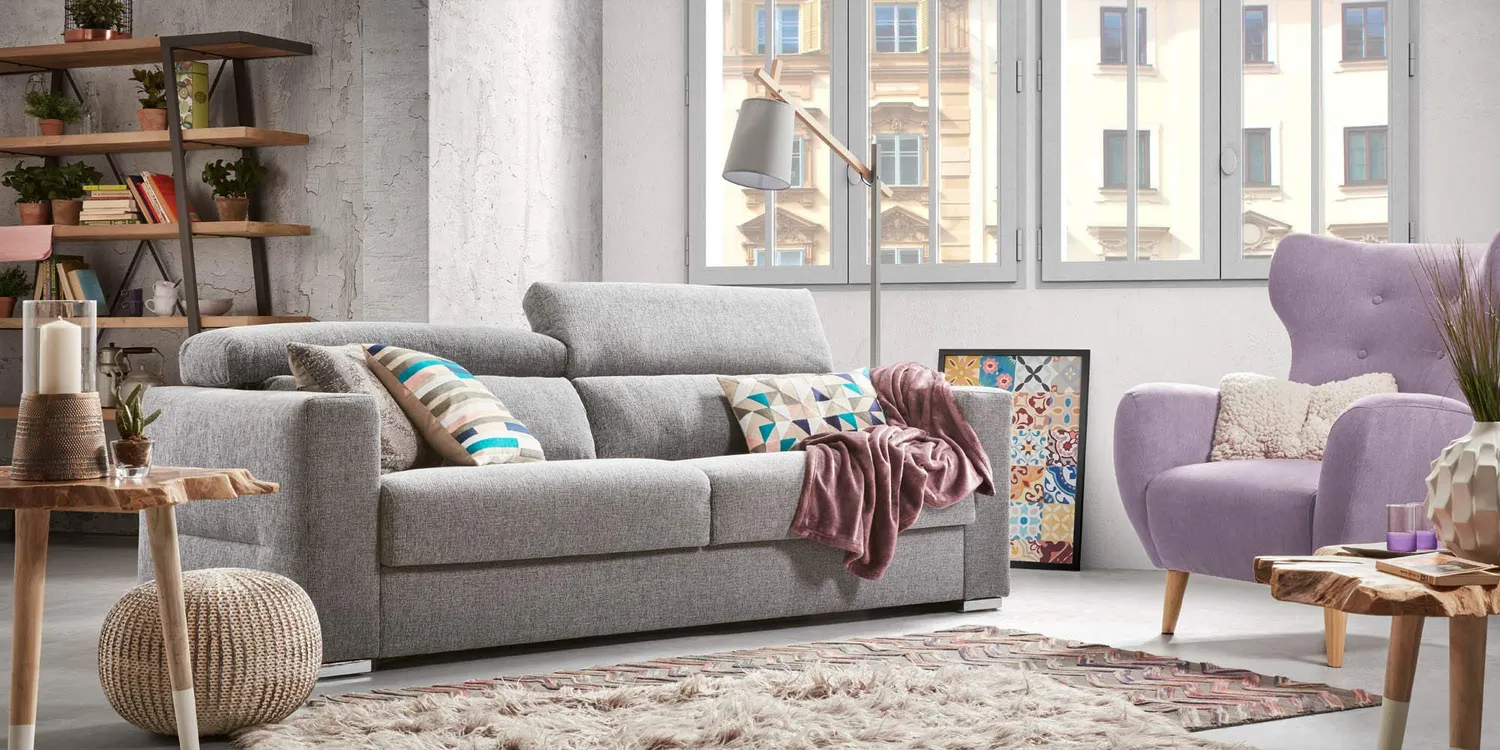 Kave Home MISS Sessel Stoff lila skandinavisch