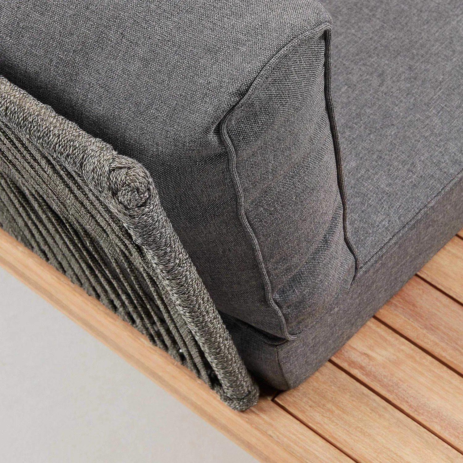 Kave Home Ramson Ecksofa grau Eukalyptusholz 5-Sitzer