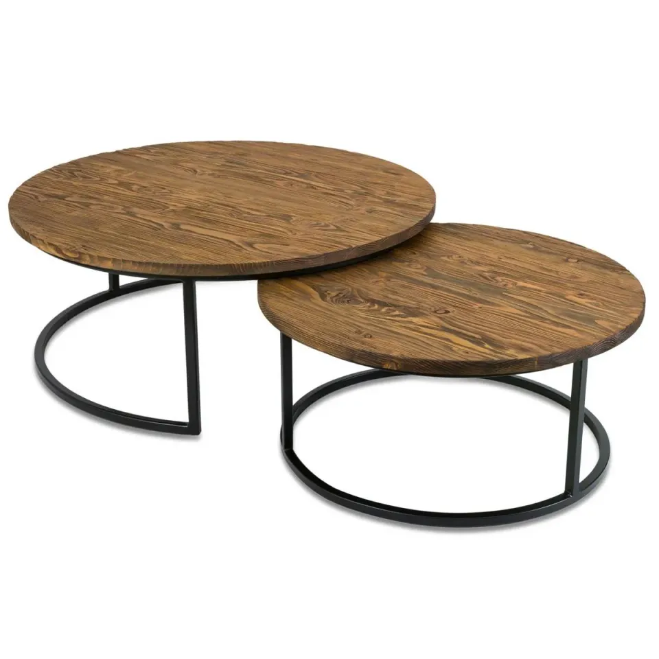 HOWHOMELY LarchLoft Beistelltisch-Set 70/90 cm Lärche