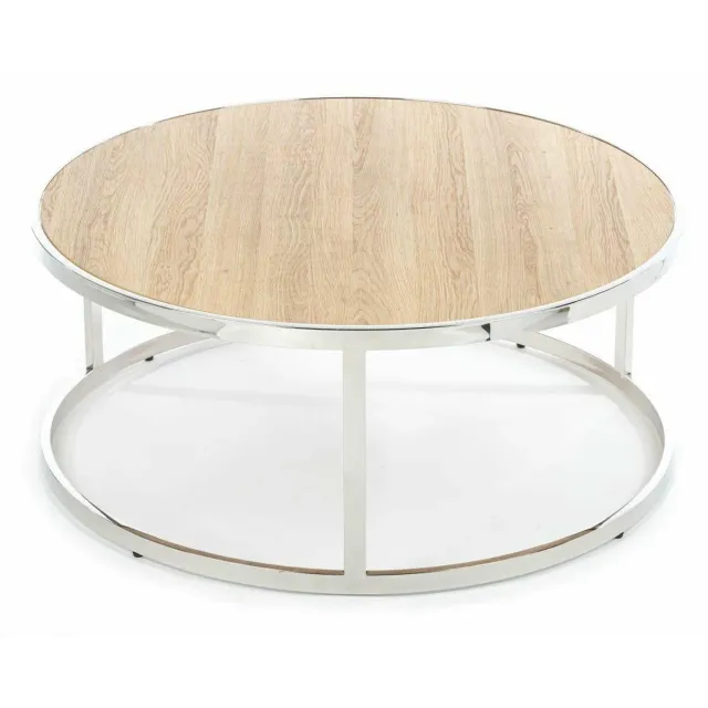 HOWHOMELY Silinda Beistelltisch Silber Eiche 95 cm MDF