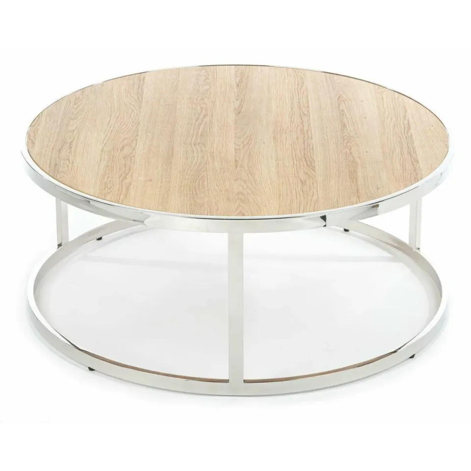 HOWHOMELY Silinda Beistelltisch Silber Eiche 95 cm MDF