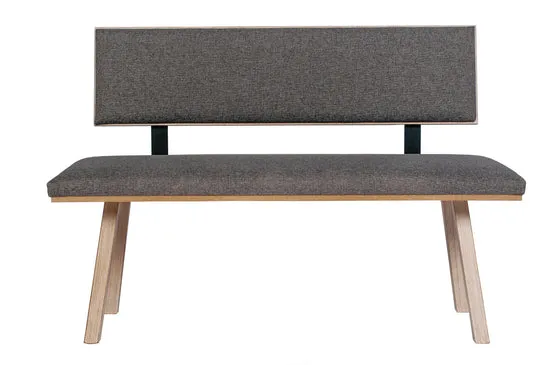 Kundler Home Die Klassische Sitzbank 125 cm Grau mit Lehne