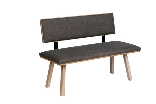Kundler Home Die Klassische Sitzbank 125 cm Grau mit Lehne