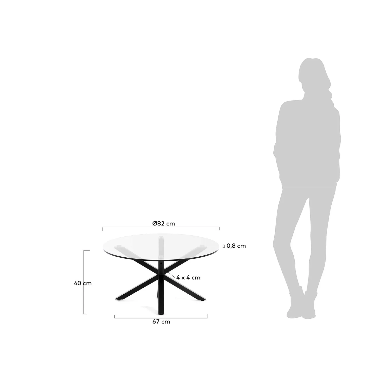 Kave Home Full Argo Couchtisch Glas 82 cm Schwarz