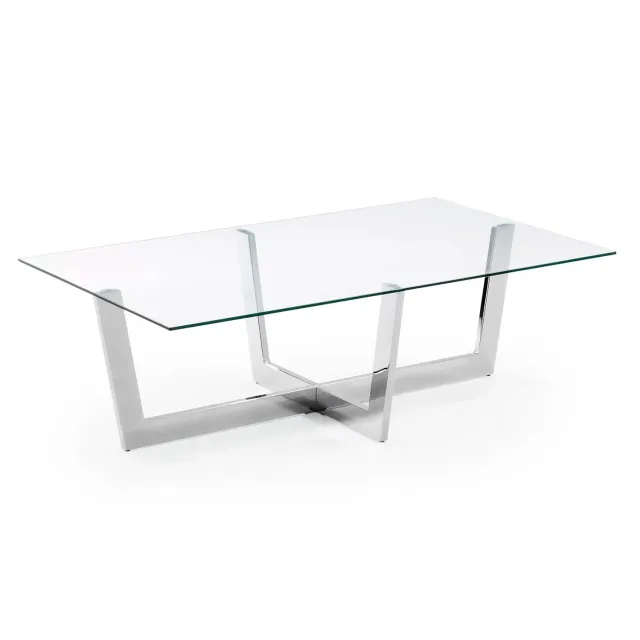 Kave Home Plam Couchtisch 120 x 70 cm Glas Chromstahl