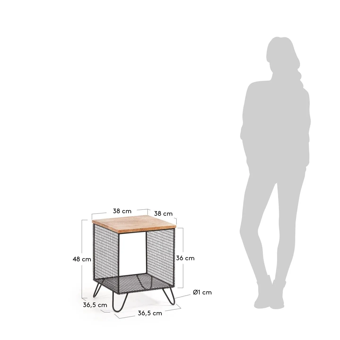 Kave Home Aida Beistelltisch 38x38 cm Mango Schwarz