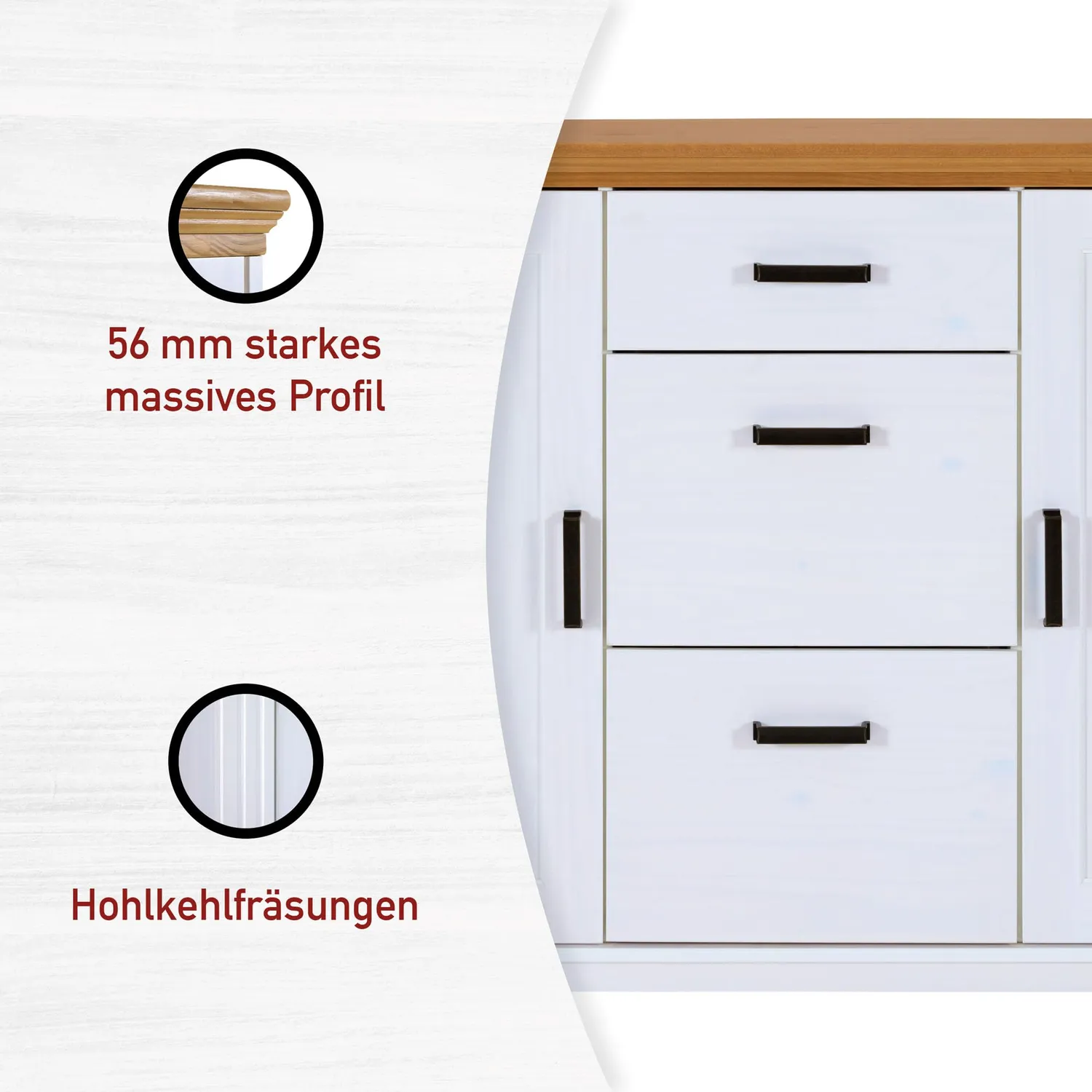 Inter Link Sideboard Kiefer massiv Kommode