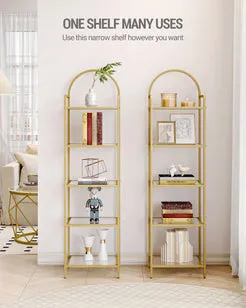 In And OutdoorMatch Bücherregal Glas 5 Böden Gold 155cm