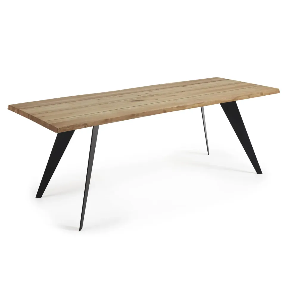 Kave Home Esstisch Eiche massiv 220 cm braun-schwarz