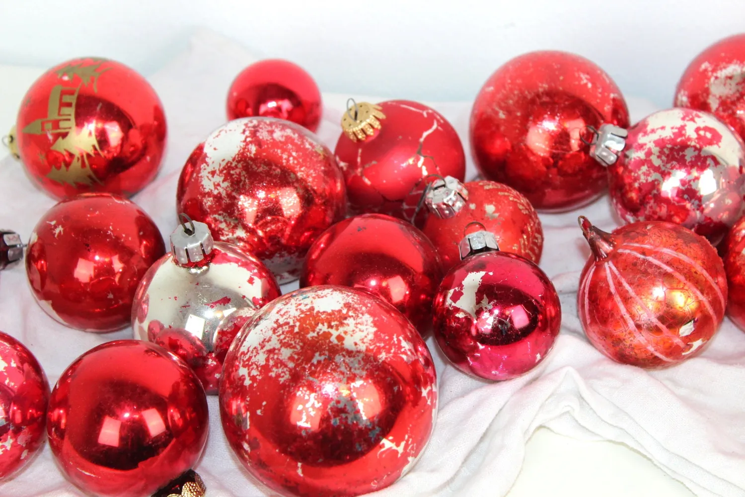 Mon Ami(e) Vintage Christbaumkugeln rot Glas 26 Stück Shabby